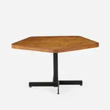 adjustable table from Les Arcs, Savoie by Charlotte Perriand, c. 1968, pine, enameled steel, sold Mar 2020