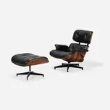 Charles and Ray Eames, 670 lounge chair and 671 ottoman, rosewood, leather upholstery, enameled and brushed aluminum