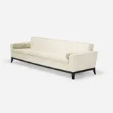 Tommi Parzinger, sofa, c. 1955, upholstery, lacquered wood