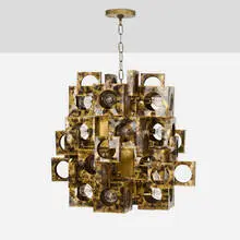 Tom Greene, Brutalist chandelier, c. 1965, torch-cut and enameled brass