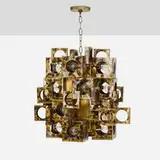Tom Greene, Brutalist chandelier, c. 1965, torch-cut and enameled brass