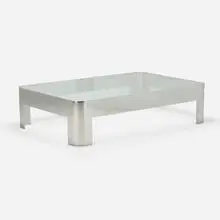 Pace Collection, monumental coffee table, c. 1970, stainless steel, glass