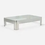 Pace Collection, monumental coffee table, c. 1970, stainless steel, glass