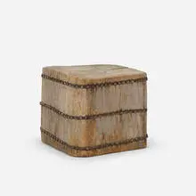 19th Century, butcher block occasional table, wood, iron, nails