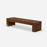 Modern, slatted bench