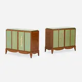 cabinets, set of two by attribution Luigi Scremin and Marino Meo, c. 1948, rosewood, enameled, gilt, and silvered wood, sold Mar 2020