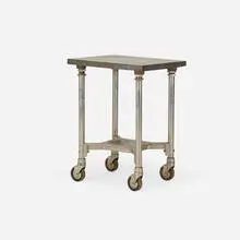 Industrial, rolling table, c. 1940, iron, casters, steel