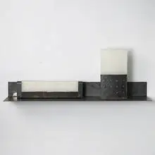 Osami Tanaka, untitled, 1993, Paraffin wax, metal and wood on wood shelf