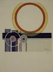 Orange Circle by František Kupka, c. 1950, lithograph, sold May 2004