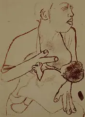 Mother and Child by Ben Shahn, c. 1935, ink and wash on paper, sold May 2004