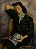 Roman Maraz, Woman Reading in a Mathsson Chair, 1942, oil on masonite
