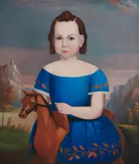 Calvin Balis, A young girl with a hobby horse, circa 1858, oil on canvas