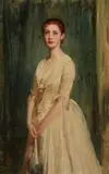 Robert Herdman Rsa Rsw, A portrait of a young lady in white, oil on panel