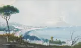 Italian School, The Bay of Naples with Mount Vesuvius erupting; and a companion painting (a pair), both gouache on paper