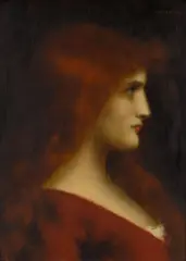 Jean-Jacques Henner, A portrait of a red haired young woman in profile, oil on panel