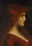 Jean-Jacques Henner, A portrait of a red haired young woman in profile, oil on panel