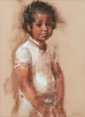 Artis Lane, A portrait of Suzanne Kay as a child, pastel on paper