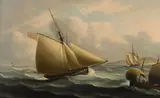 Thomas Buttersworth, An armed Cutter in pursuit of a French Lugger, oil on canvas