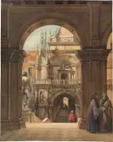 Friedrich Nerly d. Ä., Venezia, 1865, Aquarell und Deckfarbe über Bleistift auf Papier, auf leichten Karton aufgezogen