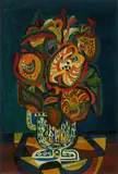 Josef Scharl, Tigerblumen in Vase, 1947, Öl auf Leinwand. Doubliert