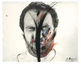 Ich (2. Variante) by Arnulf Rainer, 1971, Ölkreide und Graphit über Schwarzweißphotographie, sold May 2014