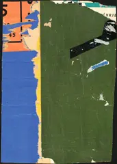 Raymond Hains, Décollage. 1960er Jahre, Plakatabriß auf Karton