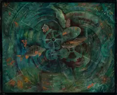 Robert Michel, Fische, 1922, Öl auf Pappe