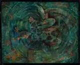 Robert Michel, Fische, 1922, Öl auf Pappe
