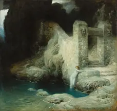 Ferdinand Keller, Nymphe, 1905, Öl auf leinenstrukturierter Pappe