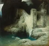 Ferdinand Keller, Nymphe, 1905, Öl auf leinenstrukturierter Pappe