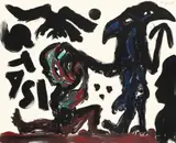 Stasi by A. R. Penck, 1990, Acryl über Serigraphie auf Leinwand, sold Nov 2013
