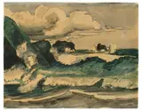 Max Pechstein, Stürmische See, 1924, Aquarell und Tuschfeder auf Papier