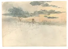 Friedrich Salathé, Wolken über Ariccia, Aquarell über Bleistift auf Papier