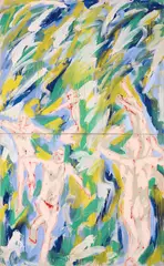 Salomé, Die Artisten betreten die Manege“ („Reigen“), 1981, Acryl auf Leinwand, zweiteilig