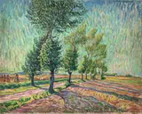 Theo von Brockhusen, Landschaft mit baumbestandenem Feldweg