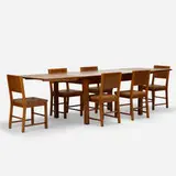 Francis Jourdain, dining suite, c. 1925, mahogany, caning