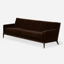 sofa by T. H. Robsjohn-Gibbings, c. 1955, upholstery, walnut, sold Mar 2020