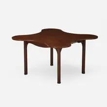 custom drop-front table, model 6338 by Edward Wormley, c. 1965, mahogany, sold Mar 2020