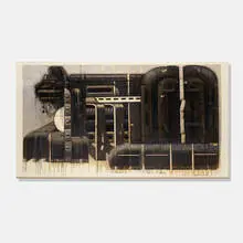 Nick de Angelis, Mechanical Cat, 1990, gouache and crayon on paper mounted to canvas