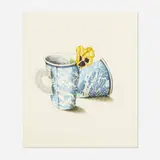 Dalia Ramanauskas, 2 Marbled Cups with Flower, c. 1969, ink on paper
