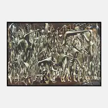 Procession I by Edward Renouf, 1974, oil on masonite, sold Mar 2020