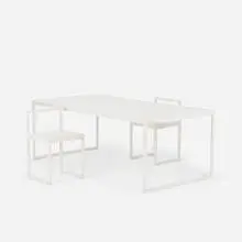 AG Fronzoni, 64 table and chairs, pair, enameled tubular steel, laminate