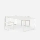 AG Fronzoni, 64 table and chairs, pair, enameled tubular steel, laminate