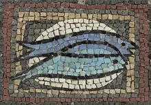 Lino Melano, untitled (Mosaic), 1952, tiles set in clay over wood