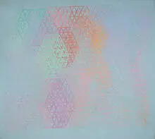 Leo Bates, Color Crossings, 1974, casein and Rhoplex on canvas
