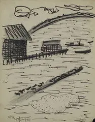 Milton Avery, Harbor, 1958, ink on paper