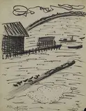 Milton Avery, Harbor, 1958, ink on paper
