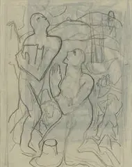 Prayer by Thomas Hart Benton, c. 1923, graphite on paper, sold May 2004