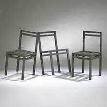 Allan Wexler, Cement Flow Platforms (Three Chairs on a Hill), 1990, painted wood
