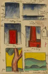 Six Vignettes by Oscar Florianus Bluemner, 1935, gouache and pencil on paper, sold Nov 2003